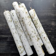 Velas Blancas con Sal-Romero-Ruda 20 cm. de alto